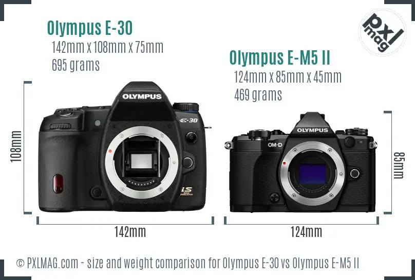Olympus E-30 vs Olympus E-M5 II size comparison