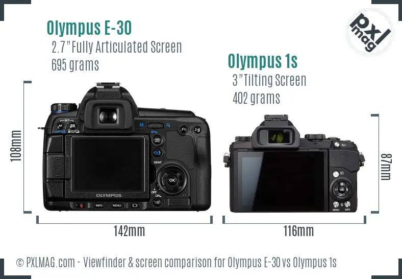 Olympus E-30 vs Olympus 1s Screen and Viewfinder comparison