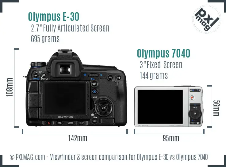Olympus E-30 vs Olympus 7040 Screen and Viewfinder comparison