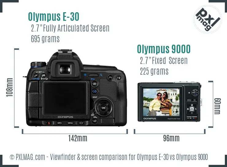Olympus E-30 vs Olympus 9000 Screen and Viewfinder comparison