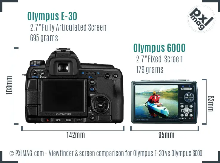 Olympus E-30 vs Olympus 6000 Screen and Viewfinder comparison