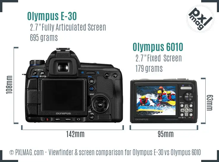 Olympus E-30 vs Olympus 6010 Screen and Viewfinder comparison