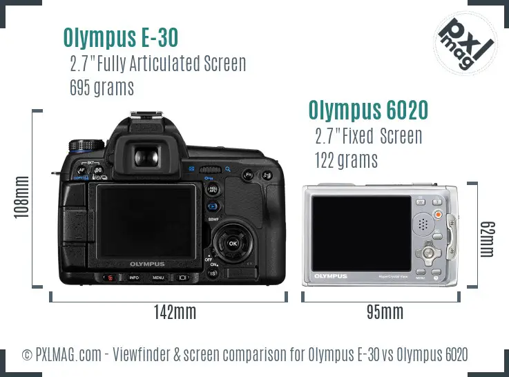 Olympus E-30 vs Olympus 6020 Screen and Viewfinder comparison