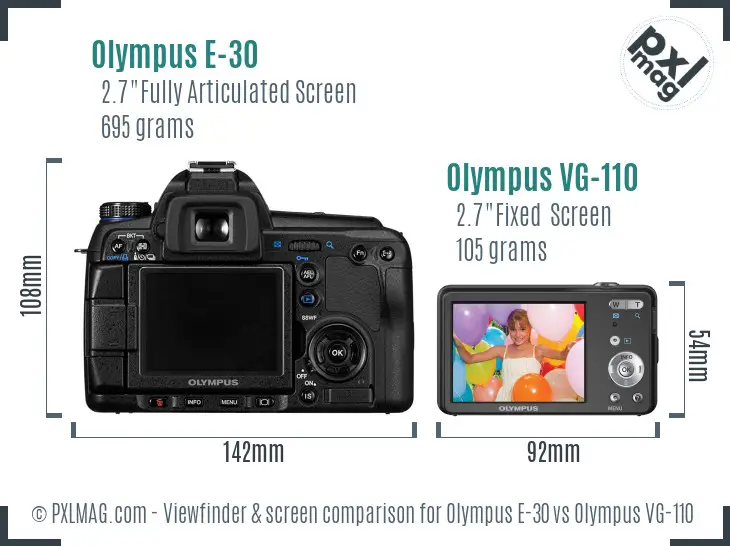 Olympus E-30 vs Olympus VG-110 Screen and Viewfinder comparison