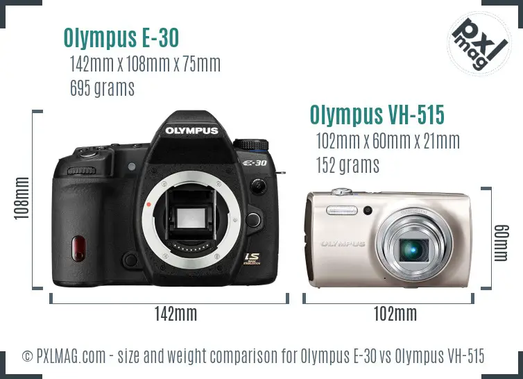 Olympus E-30 vs Olympus VH-515 size comparison