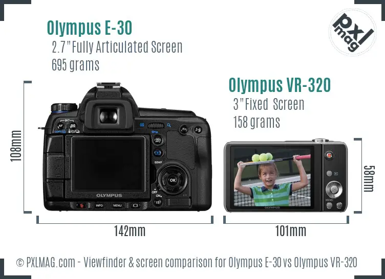 Olympus E-30 vs Olympus VR-320 Screen and Viewfinder comparison