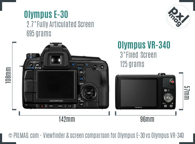 Olympus E-30 vs Olympus VR-340 Screen and Viewfinder comparison
