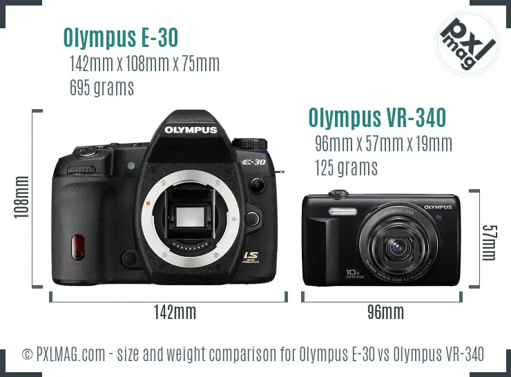 Olympus E-30 vs Olympus VR-340 size comparison