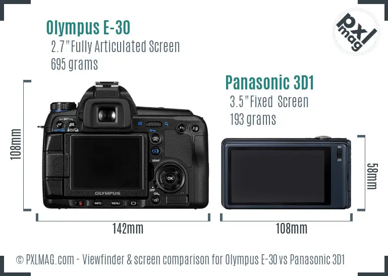 Olympus E-30 vs Panasonic 3D1 Screen and Viewfinder comparison