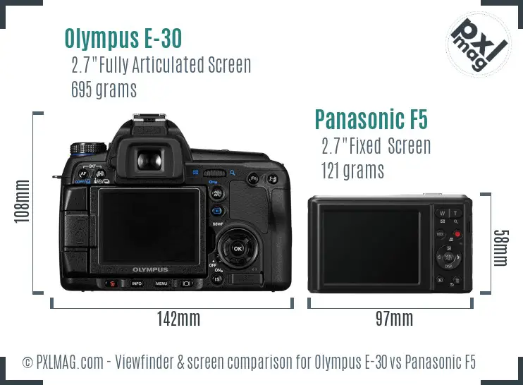Olympus E-30 vs Panasonic F5 Screen and Viewfinder comparison