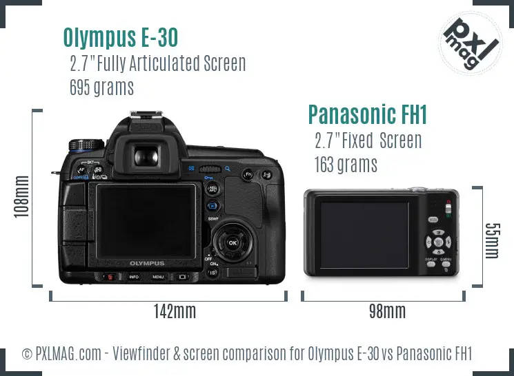 Olympus E-30 vs Panasonic FH1 Screen and Viewfinder comparison