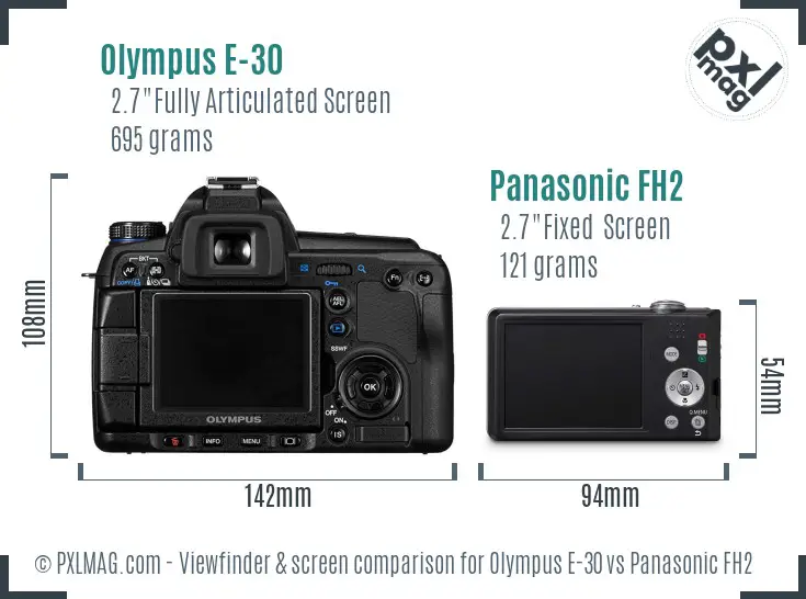 Olympus E-30 vs Panasonic FH2 Screen and Viewfinder comparison