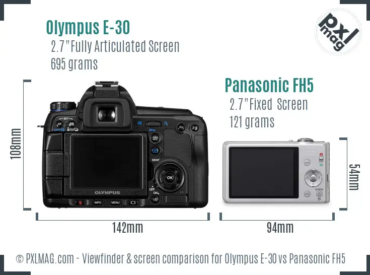 Olympus E-30 vs Panasonic FH5 Screen and Viewfinder comparison