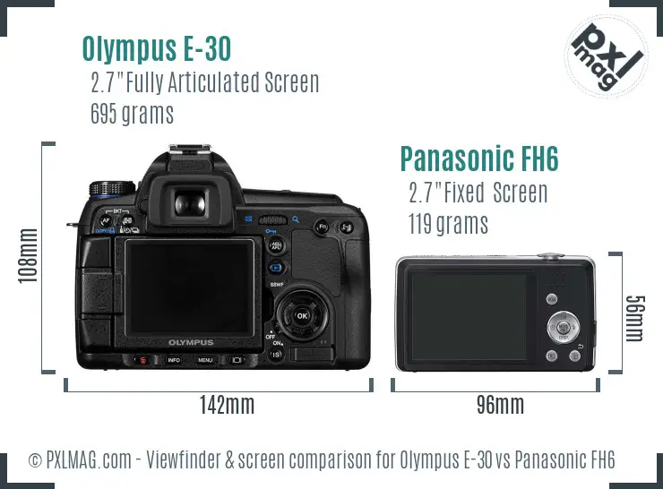 Olympus E-30 vs Panasonic FH6 Screen and Viewfinder comparison