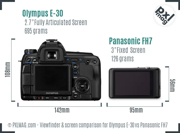 Olympus E-30 vs Panasonic FH7 Screen and Viewfinder comparison