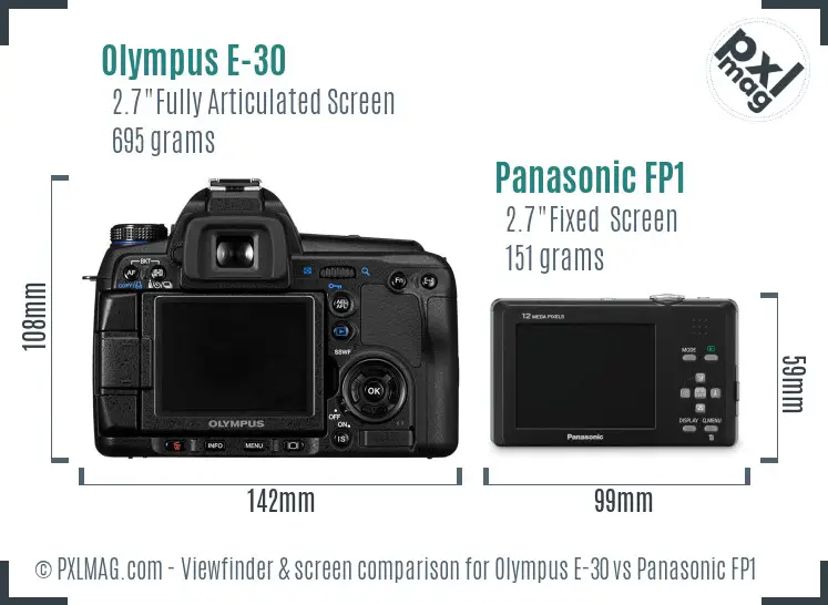 Olympus E-30 vs Panasonic FP1 Screen and Viewfinder comparison
