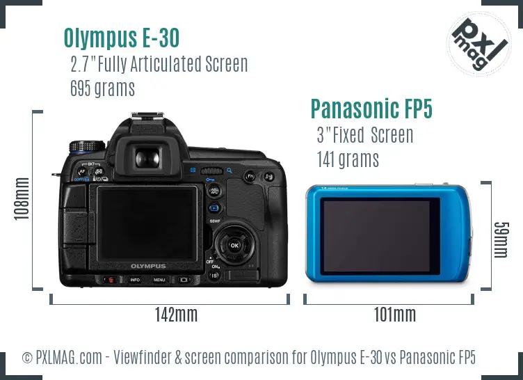 Olympus E-30 vs Panasonic FP5 Screen and Viewfinder comparison