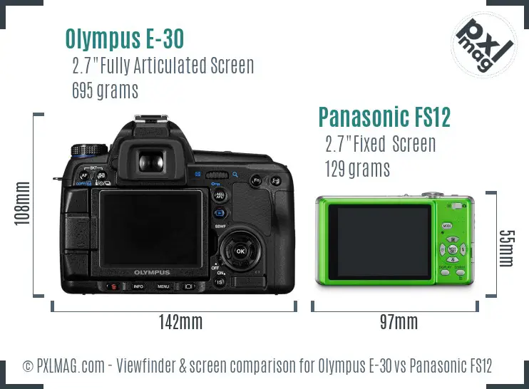 Olympus E-30 vs Panasonic FS12 Screen and Viewfinder comparison