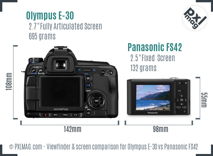 Olympus E-30 vs Panasonic FS42 Screen and Viewfinder comparison