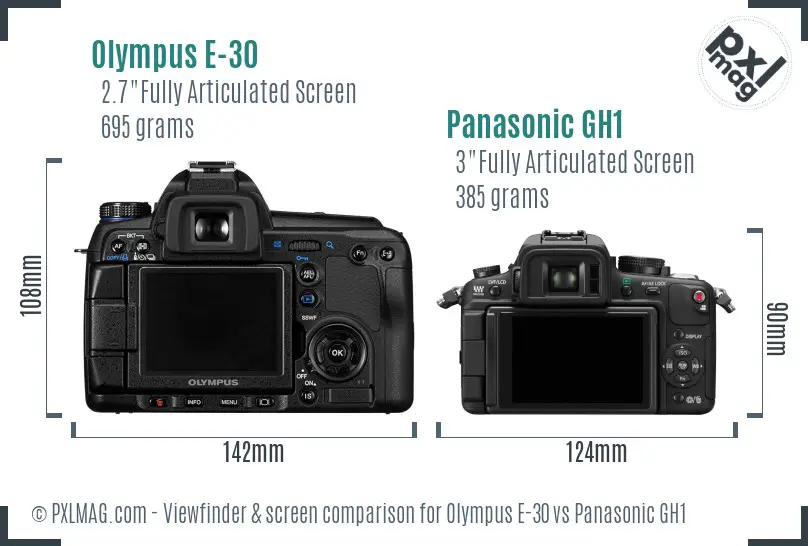 Olympus E-30 vs Panasonic GH1 Screen and Viewfinder comparison