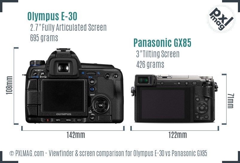 Olympus E-30 vs Panasonic GX85 Screen and Viewfinder comparison