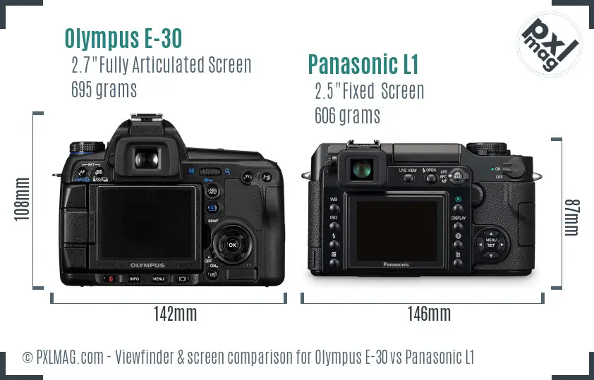 Olympus E-30 vs Panasonic L1 Screen and Viewfinder comparison