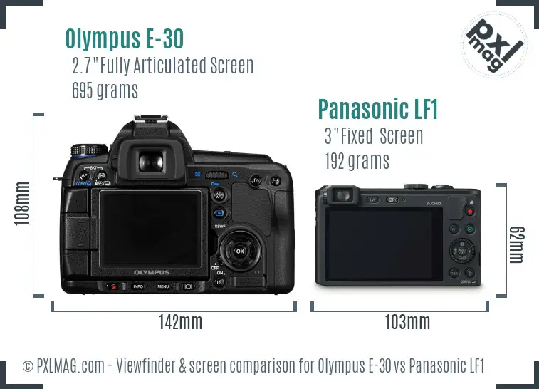 Olympus E-30 vs Panasonic LF1 Screen and Viewfinder comparison