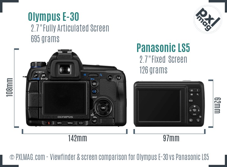 Olympus E-30 vs Panasonic LS5 Screen and Viewfinder comparison