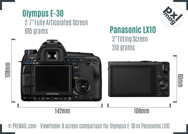 Olympus E-30 vs Panasonic LX10 Screen and Viewfinder comparison Olympus E-30 vs Panasonic LX10 Screen and Viewfinder comparison