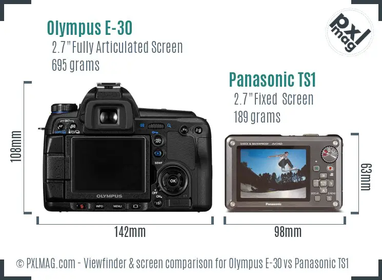 Olympus E-30 vs Panasonic TS1 Screen and Viewfinder comparison