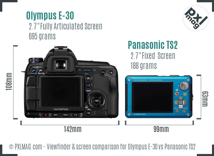 Olympus E-30 vs Panasonic TS2 Screen and Viewfinder comparison