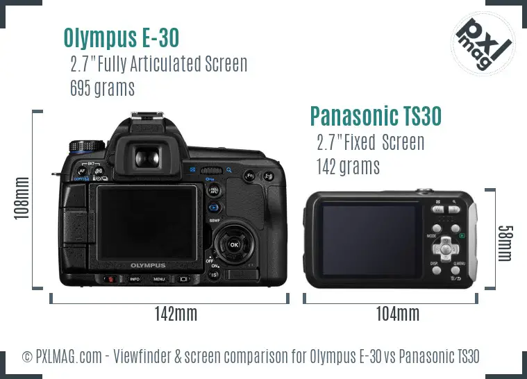 Olympus E-30 vs Panasonic TS30 Screen and Viewfinder comparison