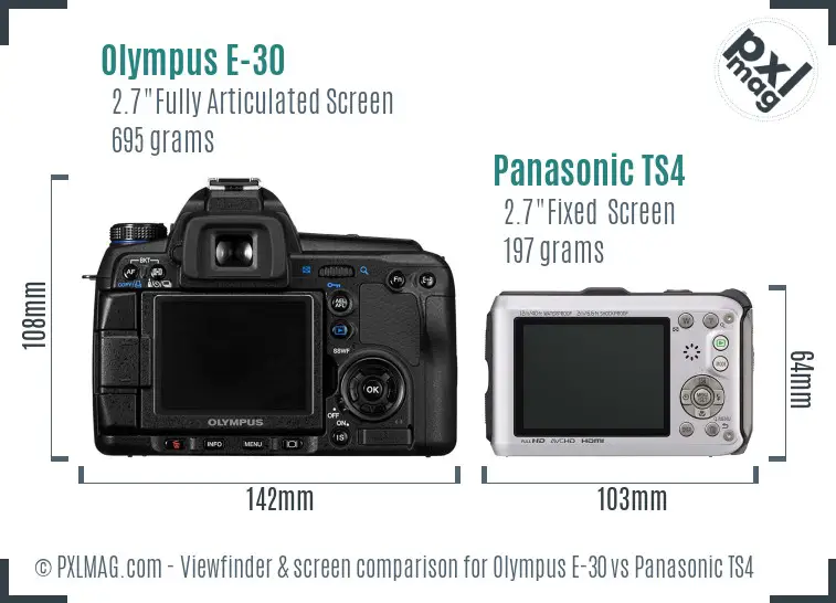Olympus E-30 vs Panasonic TS4 Screen and Viewfinder comparison
