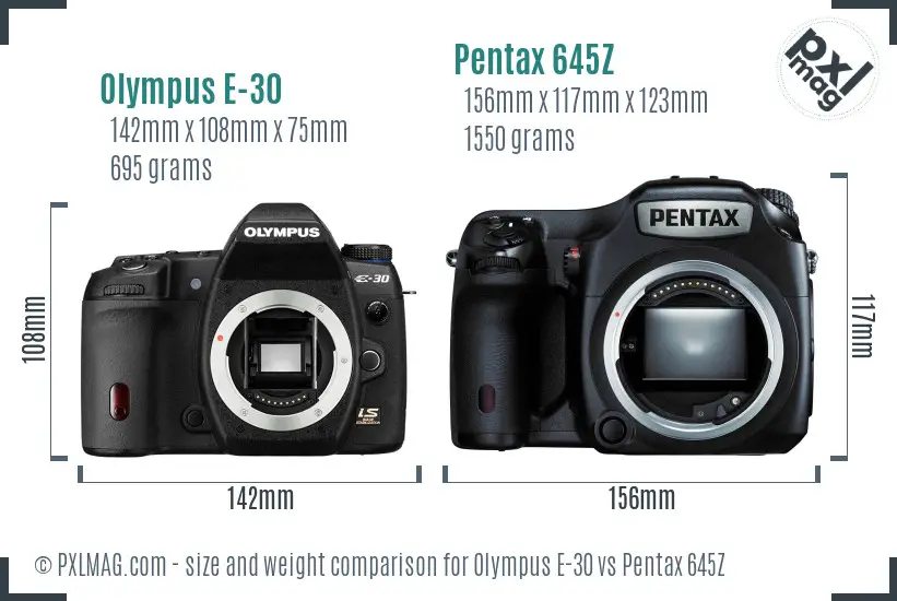 Olympus E-30 vs Pentax 645Z size comparison