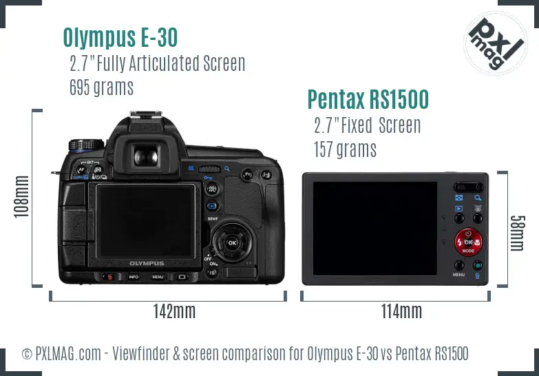 Olympus E-30 vs Pentax RS1500 Screen and Viewfinder comparison