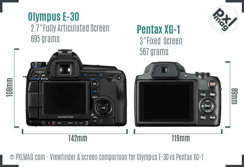 Olympus E-30 vs Pentax XG-1 Screen and Viewfinder comparison