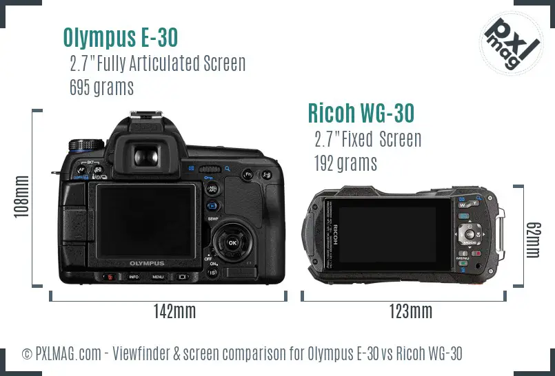 Olympus E-30 vs Ricoh WG-30 Screen and Viewfinder comparison Olympus E-30 vs Ricoh WG-30 Screen and Viewfinder comparison