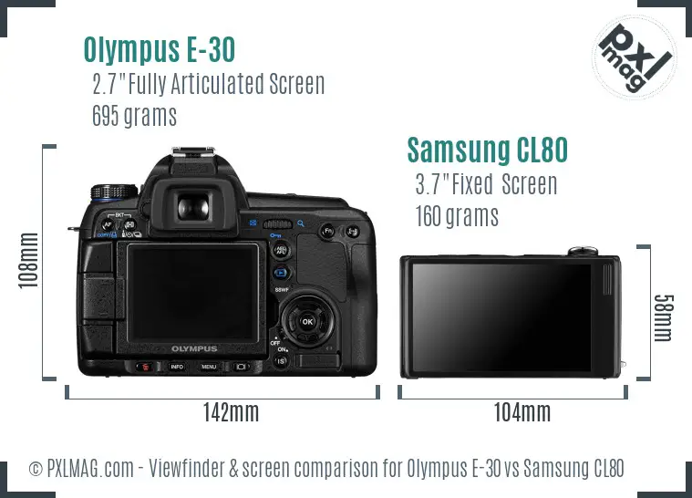 Olympus E-30 vs Samsung CL80 Screen and Viewfinder comparison