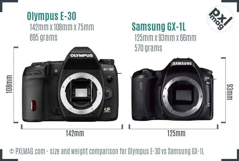 Olympus E-30 vs Samsung GX-1L size comparison