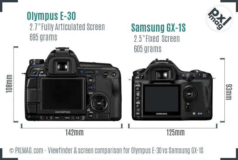 Olympus E-30 vs Samsung GX-1S Screen and Viewfinder comparison