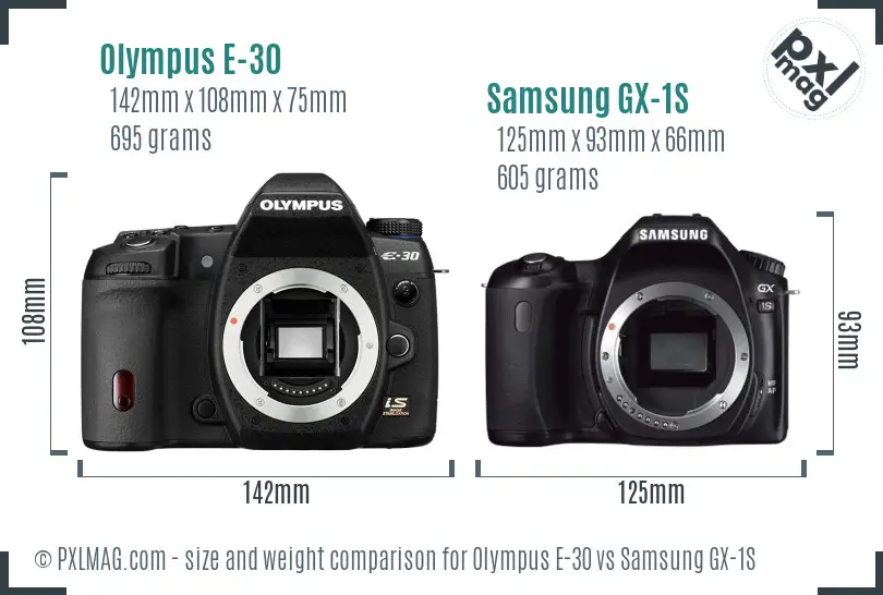 Olympus E-30 vs Samsung GX-1S size comparison