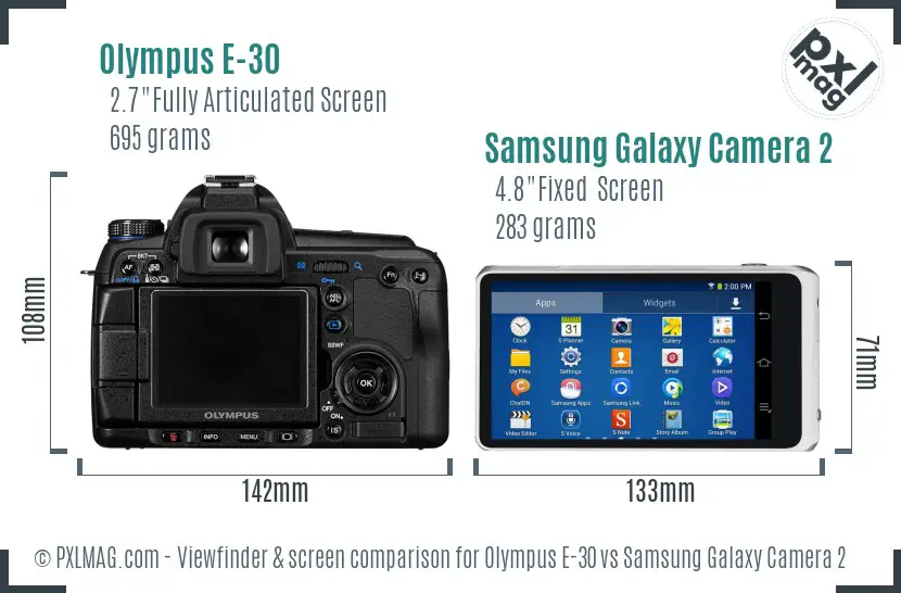 Olympus E-30 vs Samsung Galaxy Camera 2 Screen and Viewfinder comparison Olympus E-30 vs Samsung Galaxy Camera 2 Screen and Viewfinder comparison