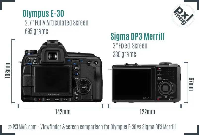 Olympus E-30 vs Sigma DP3 Merrill Screen and Viewfinder comparison Olympus E-30 vs Sigma DP3 Merrill Screen and Viewfinder comparison