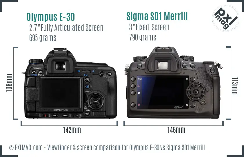 Olympus E-30 vs Sigma SD1 Merrill Screen and Viewfinder comparison