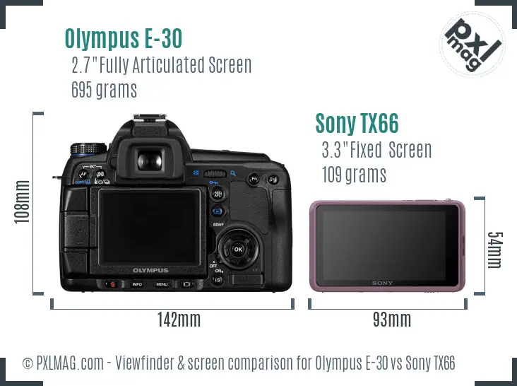 Olympus E-30 vs Sony TX66 Screen and Viewfinder comparison Olympus E-30 vs Sony TX66 Screen and Viewfinder comparison