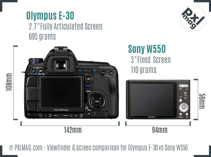 Olympus E-30 vs Sony W550 Screen and Viewfinder comparison Olympus E-30 vs Sony W550 Screen and Viewfinder comparison