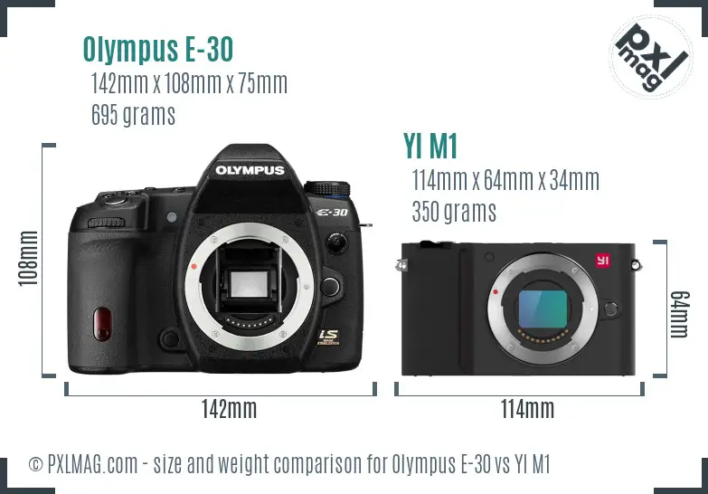 Olympus E-30 vs YI M1 size comparison Olympus E-30 vs YI M1 size comparison