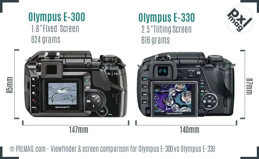 Olympus E-300 vs Olympus E-330 Screen and Viewfinder comparison