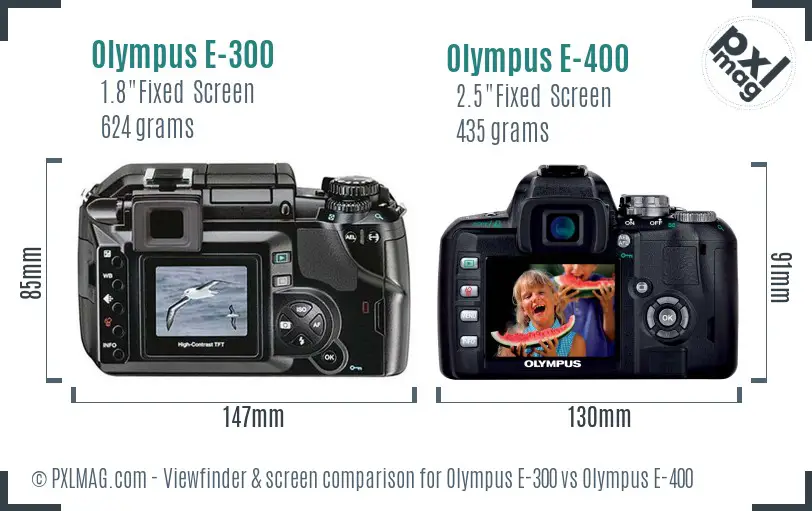 Olympus E-300 vs Olympus E-400 Screen and Viewfinder comparison