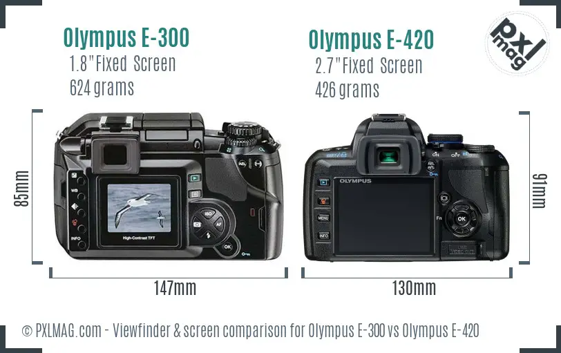 Olympus E-300 vs Olympus E-420 Screen and Viewfinder comparison